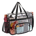Clear Bags Stadium Approved,See Through Tote Bag+Shoulder Strap Large Transparent Bag - color: Large Size Black