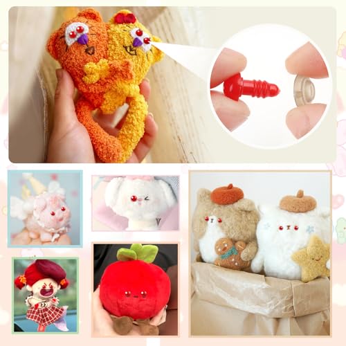 TOAOB 50pcs 8mm Mini Safety Eyes for Amigurumis Plastic Crochet Red Eye | Crafts Doll Safety Eyes with Washers, for DIY Crocheting Small Animals Doll, Making Supplies - size: 8mm