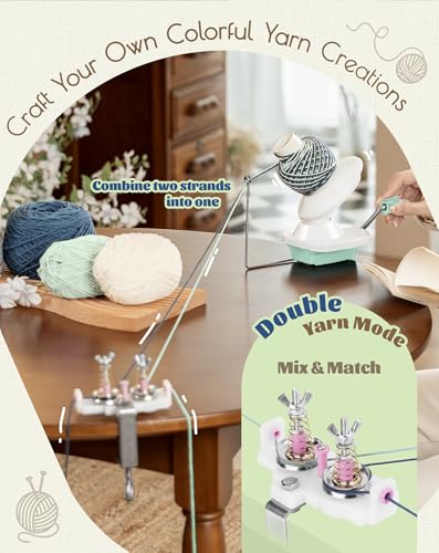 Adhafera Yarn Winder, Ball Winder for Crocheting, Yarn Spinner for Knitting | 4oz, Durable ABS Plastic, Manual, Easy to Use, Quick Install, Protable, The Helper for Yarn Collection Lovers - color: Green Winder With Guide