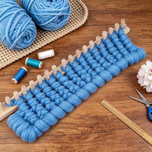 PH PandaHall Chunky Blanket Loom Knitting Kit, 63" DIY Wooden Weaving Blanket Maker Adjustable Size Hand Knitting Kit Yarn Crochet Loom Frame for DIY Hand Yarn Crafts Beginner