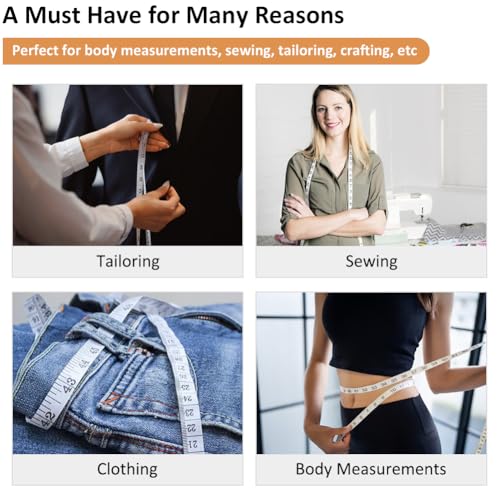 3-Pack Tape Measure Body Double Scale Soft Measuring Tape 60inch (150cm), Flexible Sewing Cloth Craft Fabric Ruler for Body Measurements & Weight Loss, Accurate & Easy to Read Large Clearly Numbers - color: White