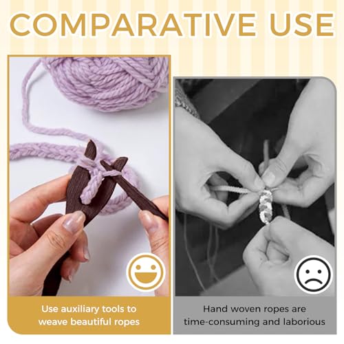 2 Pack Crochet Fork Tool Set, Knitting Fork Nalbinding Needle Kit, Brown | Wooden Weaving Tools for Bracelet Necklace Braided DIY Tools - color: Brown