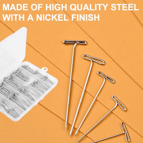 T Pins - 250 Pack Assorted Sizes T-Pins for Blocking Knitting, Wig Pins,Wig Pins for Foam Head,Sewing