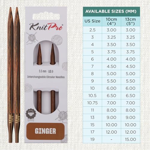 KnitPro Ginger Interchangeable Circular Needles 5" (13cm) | US Size 9 (5.5mm) - size: US 9 (5.5mm)