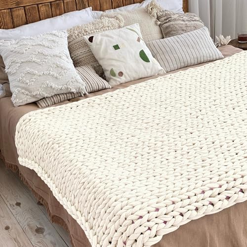 Bobilon Giant Chunky Cotton Yarn 3.3 lbs, Arm Knitting - Ice-Cream | 100% cotton giant yarn for arm knitting; great for chunky blankets, pet beds, rugs and baskets; new fabric, not recycled - color: Ice-Cream