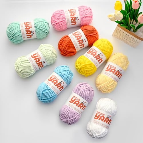 3 Pack Green Chunky Chenille Yarn for Crocheting, Baby Yarn for Crocheting Soft Blanket/Amigurumi, 300g (262yds) Super Bulky Fluffy Velvet Knitting/Crochet Yarn - color: 3 Green