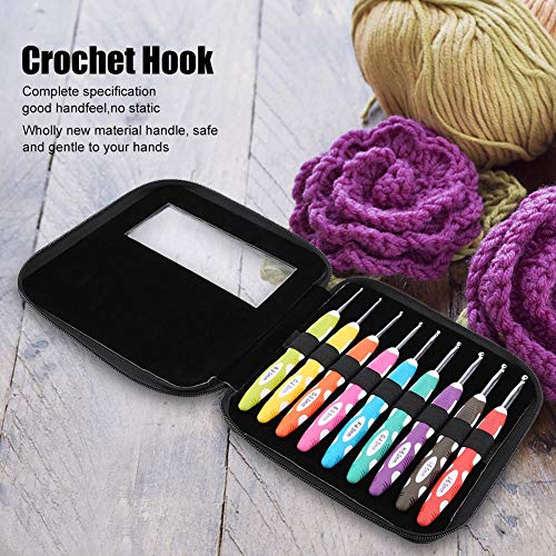 9PCS Crochet Hook Set, Knitting Tool with Extra Long Soft Grip Ergonomic Handles for Arthritic Hands Smooth Needles with PU Case