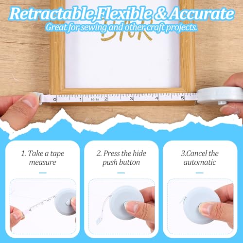 50 Pcs Tape Measure Retractable Measuring Tape Soft Small Measurement Mini Sewing Fabric Measurer Flexible Pocket Cloth Fabric Measurement Digital for Body (60 Inch)