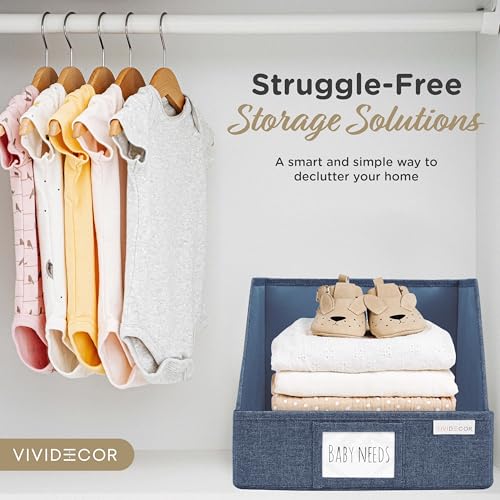 Open Front Trapezoid Closet Bins, Closet Storage Organizer for Shelves - color: Navy Blue