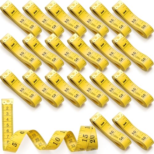 20 Pcs 120 Inch/300cm Soft Tape Measure Bulk Dual Scale Body Measuring Tape Sewing Fabric Tailor Ruler Easy to Read Craft Vinyl Ruler for Body Weight Loss Sewing Cloth Measurement(Yellow) - color: Yellow