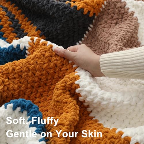 #6 Super Bulky Blanket Yarn for Crocheting - 4 Skeins(Each 10.5oz/300g, 220yds/201m), Chunky Chenille Thick Plush Big Soft Yarn for Crocheting Knitting Blankets, Navy Blue - color: Navy Blue