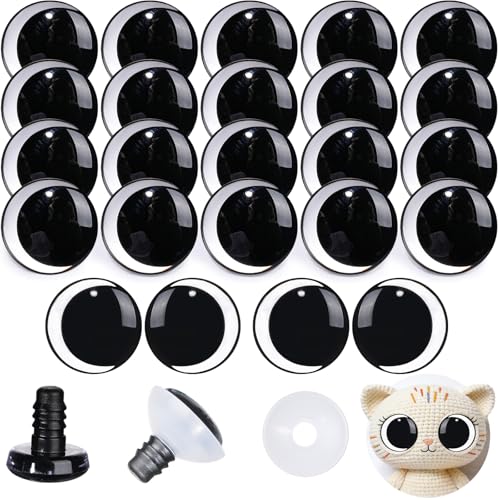 MUCUNNIA 20pcs 45mm Clear Moon Safety Eyes for Crocheting With Washers Clear Safety Eyes for Amigurumi 3D Large Crochet Safety Eyes Clear Safety Eyes for Painting Teddy Bear Crochet Toy Christmas Deco - size: 45mm