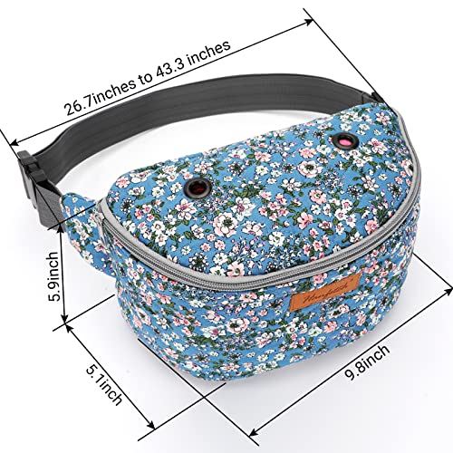 Yarn Crossbody Waist bag Small Yarn Storage Organizer for Yarn Skeins-Organizer for Crochet Hooks and Accessories - color: Flower-blue