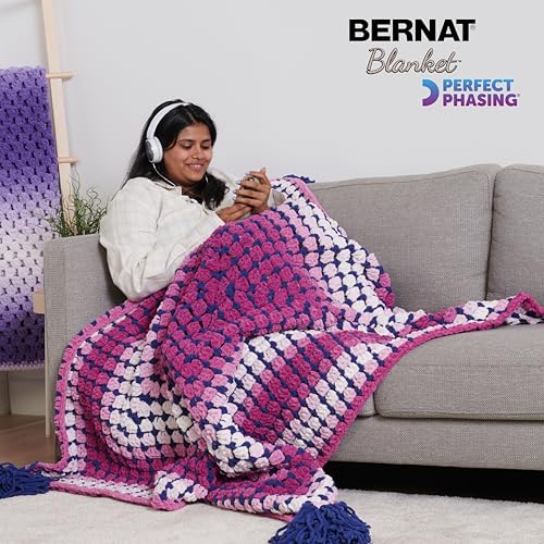 Bernat Blanket Perfect Phasing Soft Crochet Yarn, Petal 2-Pack | #6 Super Bulky Yarn, 100% Polyester, Soft Crochet Yarn for Blankets, Knitting & DIY Crafts, 220yds, 300g/10.56oz per skein - color: Petal, style: Blanket Perfect Phasing