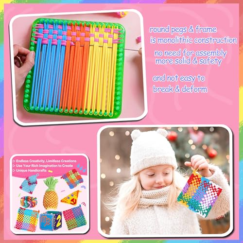 REENLIV Upgraded Weaving Loom Kit Toys for Kids & Adults, DIY Arts & Crafts | Easy Potholder Loom Knitting Activity for Beginners, Ideal Gifts for Girls Ages 5 6 7 8-12 13 Years Old, 252 Craft Loops - color: Big Green