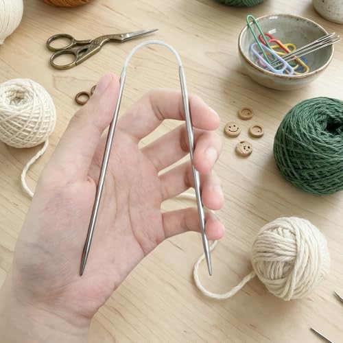 3.0MM Double-Pointed Flexible Knitting Needles 3-Piece Set, 9 Inch/23cm Circular Knitting Needles Stainless Steel Needles for Small Projects DIY Knitting - size: Size US 2.5 (3mm)
