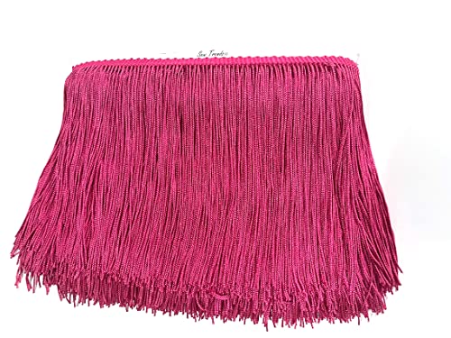 10 Yards of 4" Long Chainette Fringe Thread Yarn Tassel Trim Braid Fringe for Crafts Sewing and Decor-Fuchsia Hot Pink - color: Fuchsia Hot Pink, size: Value 10 Yards