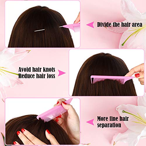 Patelai 30 Pcs Rat Tail Steel Combs Fine Tooth Bulk,Black and Pink | Long Steel Pin Pintail Bulk for Salon Hair Stylists ,Hair Teasing Fine Tooth Comb for Women,Teasing Detangling Tools - color: Black and Pink