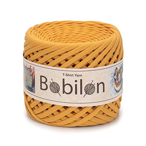 Bobilon 3-5 mm Thin Cotton T-Shirt Yarn for Amigurumi - Mustard | 100% cotton t shirt yarn for amigurumi, crochet, knitting and macrame; new fabric, not recycled; 109 yds - color: Mustard