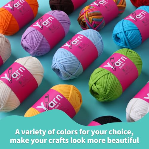 Crochet Yarn 150g/163.5yds Cotton - Chunky Yarn for Crocheting - Parfait Colors (Pink, Pale Purple, Lake Blue) - color: pink+pale purple+lake blue