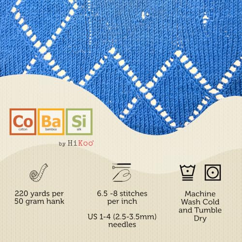 HiKoo CoBaSi Sock Yarn, Cotton, Bamboo Viscose, Silk and Nylon Blend for Knitting, Crocheting, and Crafts, 50 Gram Hank, 220 Yards, (#003 - Natural) - color: #003 - Natural