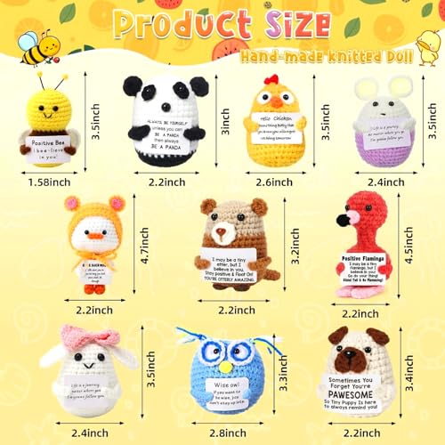 HunnmingRe 12 Pcs Back to School Gifts for Teacher Appreciation Crochet Doll with Positive Card Wool Animals Creative Knitting Dolls, First Day of School Positive Gifts for Students(Animal Style) - style: Animal Style