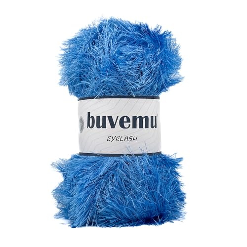Eyelash Fun Fur Yarn for Crochet, Knitting & Crafts, Blue | 100% Polyester, 100 g (3.53 oz), 175 yd (160 m), Ideal for Amigurumi, Graduation Leis, Bags, Rugs, Scarves & Plush Toys - color: Blue, size: 1 Pack