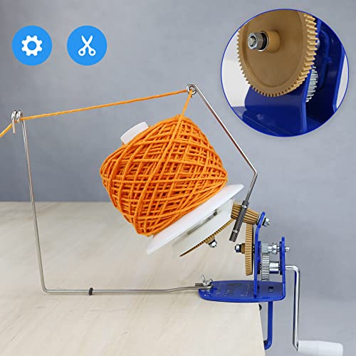 LAMXD Large Capacity Yarn Winder - 10-Ounce, Jumbo Metal Yarn Ball Winder with Thread Cutter Scissors, Blue and White - size: Large Ball Winder