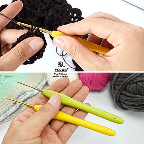 YOJOB 2-Pack Size B / 2mm, C / 2.5mm Crochet Hooks, Ergonomic Crochet Hook | Super Smooth Knitting Needles with Soft Rubber for Beginner and Advanced (2.0mm, 2.5mm) - size: 2mm, 2.5mm