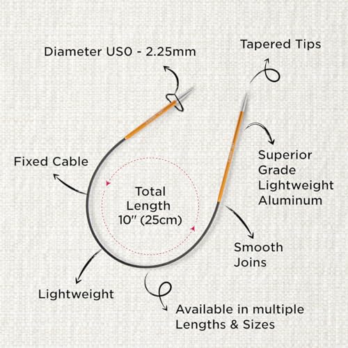 KnitPro Zing Fixed Circular Needles Asymmetrical 10" (25cm) | US Size 1 (2.25mm) - size: US 1 (2.25mm)