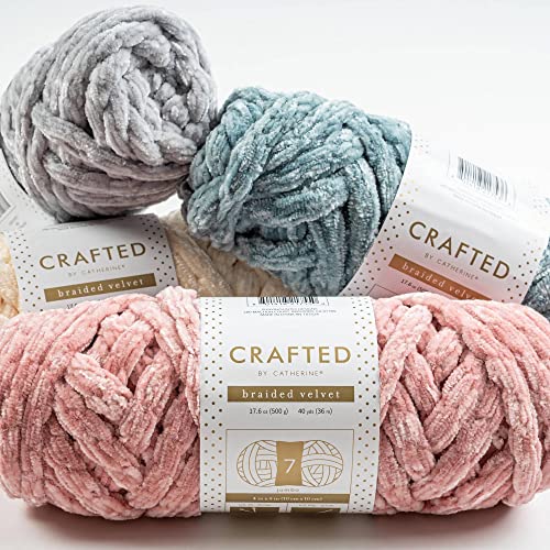 Crafted By Catherine Braided Velvet Yarn - 3 Pack, Black, Gauge 7 Jumbo - size: 17.6 oz/ 3 Pack
