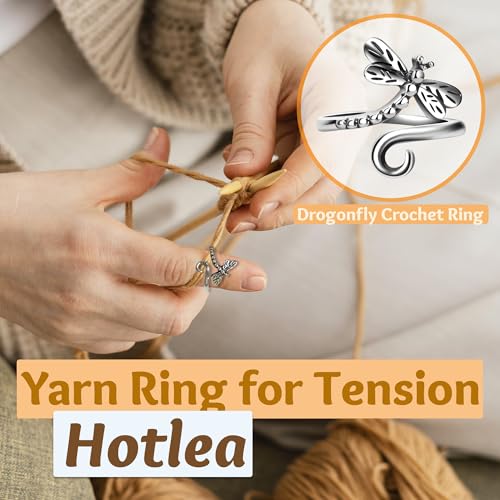 4 PCS Crochet Rings for Fingers Butterfly Flower Crown Bow Knot Sunflower Adjustable Yarn Tension Ring Knitting Accessories Crochet Gifts for Crocheters - color: Nature's Luck Crochet Rings Set