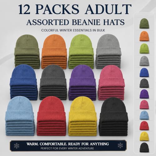 Yacht & Smith Wholesale Beanie and Glove Winter Bulk Kit, Kids Adults Bulk Sets, Homeless Donation Shelters - color: 12 Pack Adults