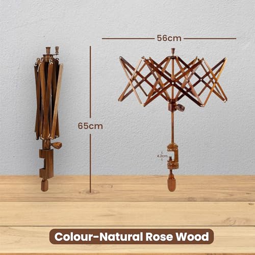 Hand Operated Yarn Ball Winder | Swift, Yarn, Wool, and String Holder| Knitting & Crochet Accessories Galaxy Indiacraft (Natural Rosewood)… - color: Umbrella Swft Natural Rosewood