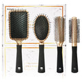 4 Pcs Hair Brush Set,Professional Styling Hair Brush for Men Women,Flexible Soft Pin Bristles for Long Thick Curly Wavy Dry Damaged Hair - color: Gold