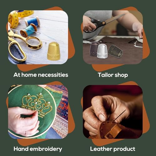 Nitlak 24 Pcs Thimbles Set, Thimbles for Hand Sewing with Needle Threader | Metal Sewing Thimbles for Hand Sewing, Thimble Ring with Needle Threader and Storage Box for Hand DIY Sewing