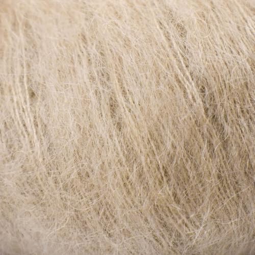 Soft Kid-Silk – 2 Skeins of Fluffy Lightweight Kid Mohair & Silk Yarn for Knitting & Crochet, 1.75 oz (50g), 460 yds (420m) Total - color: Beige (12), size: 2 Units