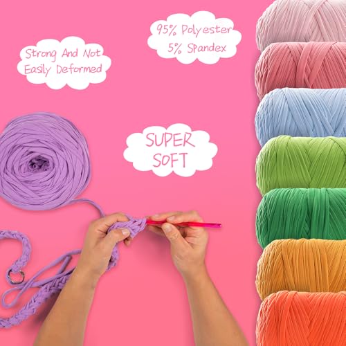 T-Shirt Yarn for Crochet - 400g/131 Yards Elastic Fabric - Violet - color: Violet