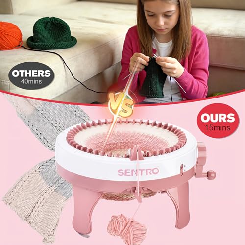 SENTRO Knitting Machine 40 Needles, Double Weave Loom for Hat Scarf Gloves | Tube & Panel Modes, 4 Adjustable Tensions, ABS Plastic, for Beginners Adults Kids, DIY Craft - size: 40 Needles