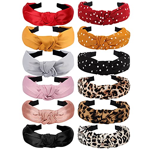 Headbands for Women 12 Pack Head Bands Womens Hair Knotted Headband for Women Knot Head Bands Womens Hairbands Elastic Turban Boho Bandeau Hair Fashion Headbands for Washing Face - color: headbands 06
