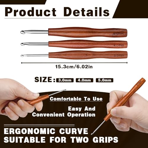 Nitlak 3/4/5mm Crochet Hook Kit, Ergonomic Crochet Hook for Arthritic Hands | 3 Size Aluminum Ergonomic Crochet Needles for Arthritic Hands, Crochet Kit for Beginners Knitting Sweaters, Blankets - size: 3 Size-3.0mm/4.0mm/5.0mm