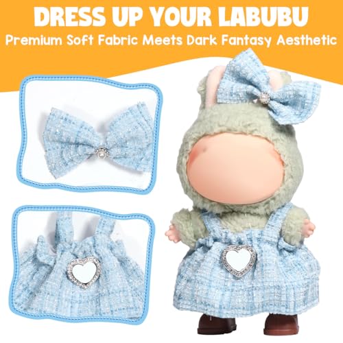 AICase for 17cm Doll Clothes/Outfit,Clothes Set for 17cm Doll,2 Piece Set Premium Luxury Chic Dress Clothing, Girls Stylish Adorable Dolls Clothes Accessories_2 - style: Sky blue