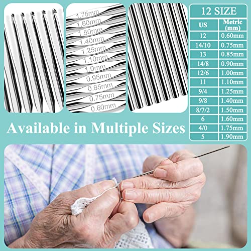 Coopay Warm Crochet Hook Set w/Case Crocheting Yarn Accessories | 24 Sizes 2mm(B)-8mm(L) Steel Crochet Needles for Beginners, Smooth Soft Hooks Kit w/ Complete Knitting & Crochet Supplies - color: Flowers (24 Sizes with Case)