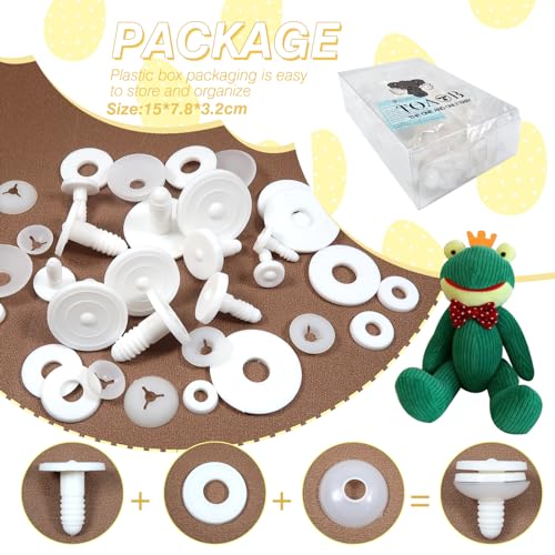 TOAOB 36 Set Doll Joints Assorted Size White Plastic Animal Joints Bear Making Accessories for Doll Making Limbs and Head Joints