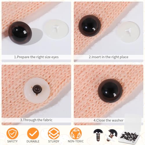 MUCUNNIA 8pcs 50mm Brown Safety Eyes for Crocheting with Washers Brown Safety Eyes for Crochet Craft Safety Eyes Gift for Crochet Lovers Halloween Decorations Stuffed Animals Crafting - size: 50mm