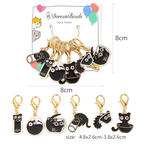 DoreenBeads Stitch Markers for Crocheting and Knitting | Alloy Enamel Crochet Marker Crochet Gifts for Knitting Weaving Sewing Accessories Quilting Jewelry Making - color: Black Cats