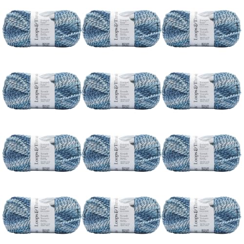 Loops & Threads Glow Textured Twist Yarn – Bulky Weight Yarn for Knitting, Crochet, Weaving, Arts & Crafts, 12 Pack - color: Glow