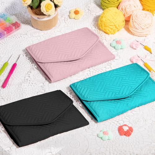 Crochet Hook Case - Foldable Organizer for Knitting & Crochet Supplies - Knitting Accessories - color: Teal, size: 7 Inches