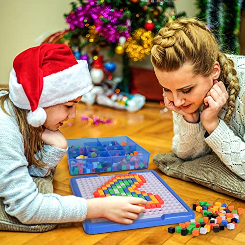 ZOZOPLAY Large Cube Mosaic Puzzle, 490-Piece STEM Learning Building Blocks | 490 ABS cubes, storage case, grid board, 12 pattern prompts for ages 3+; supports color, shape, fine-motor, and STEM learning