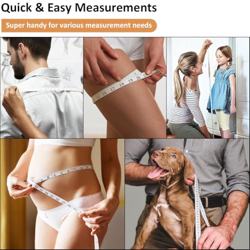 3-Pack Flexible Tape Measure Accurate Dual Scale Soft Measuring Tape for Sewing Tailor Craft Ruler, Perfect for Body Measurements, Weight Loss, Clothing, Seamstress, Sewing Supplies, 150cm/60 inch - color: Yellow